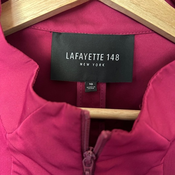 Lafayette 148 Zip Front Blazer Jacket Burgundy Size 10 (Fits Like 6) - Picture 2 of 5